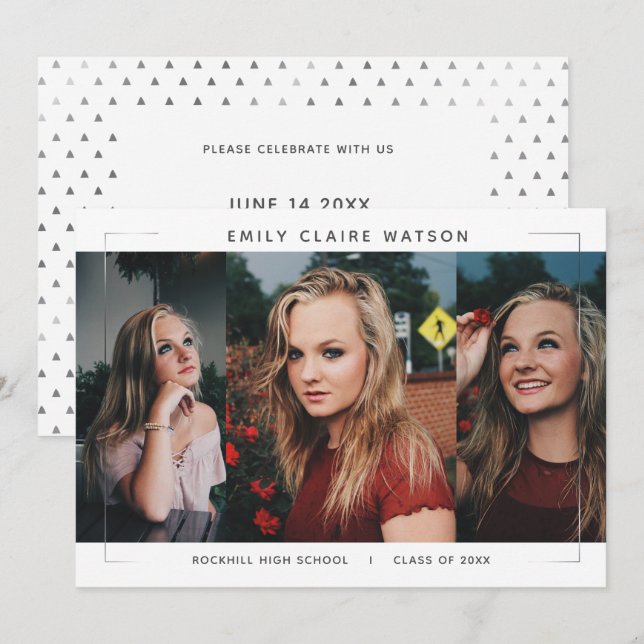 Convite Partido de Formando de Colagem de Fotos com Quadro (Frente/Verso)