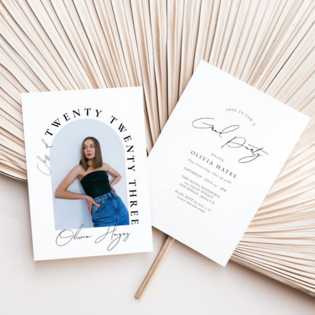 Convite Partido de Formando de Foto em Arco Moderno (Criador carregado)