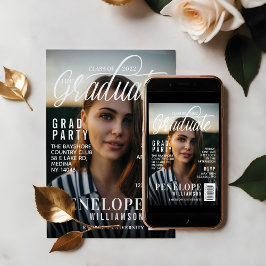 Convite Partido de Formando de Fotos do Cobrir da Revista 