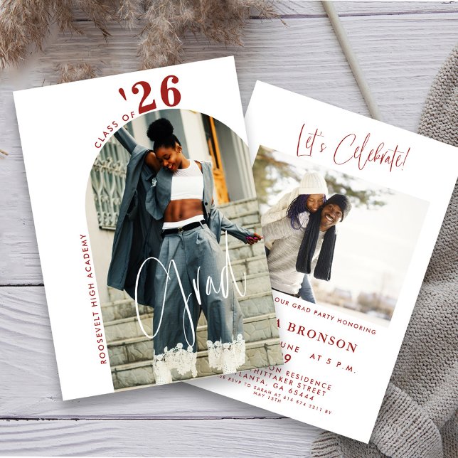 Convite Partido de Formando Mínimo da Foto do Script Chic  (Criador carregado)