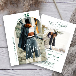 Convite Partido de Formando Mínimo da Foto do Script Verde