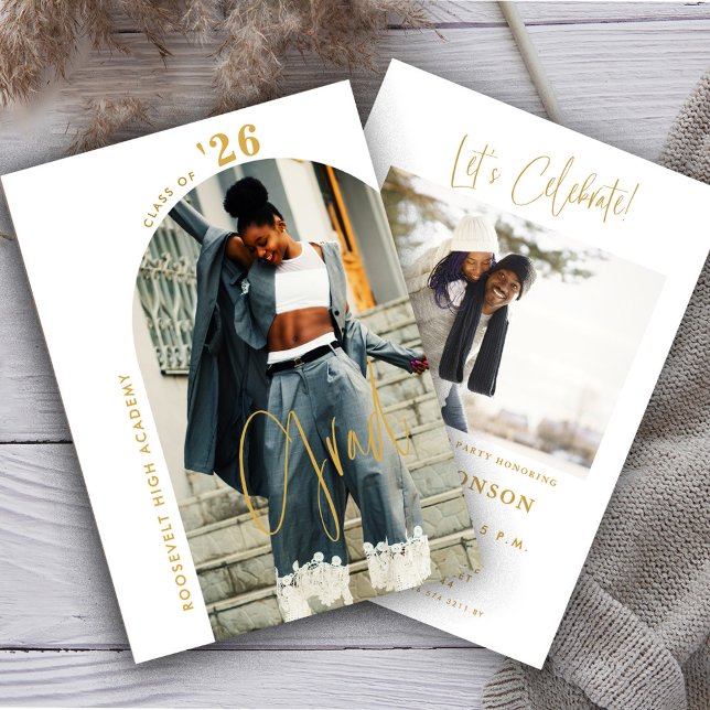 Convite Partido de Formando Mínimo do Script Dourado Moder (Criador carregado)