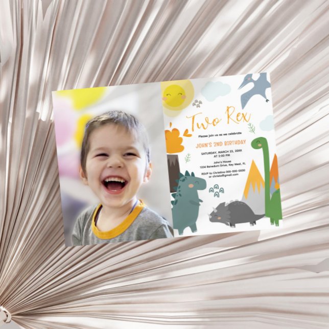 Convite Partido de Fotografia do segundo aniversário Dinos (Criador carregado)