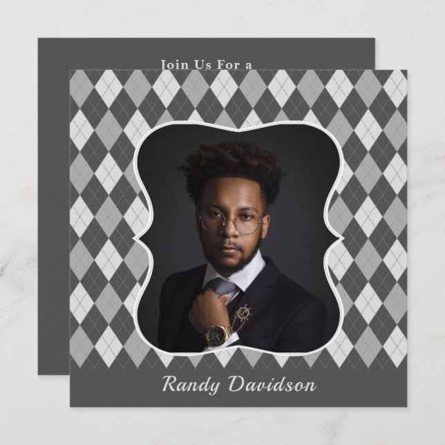 Convite Partido de Janto Argyle para Cinza de Fotografias  (Frente/Verso)