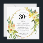 Convite Partido de Janto Rustic Boho Daffodil aniversário<br><div class="desc">Um belo arranjo de primavera floral apresenta daffodils amarelos e brancos decorando uma estrutura rústica. O grande verde e os caaffodil dão-lhe uma vibração moderna do Boho. A parte de trás do convite para janto de aniversário de 30 anos é amarelo ensolarado brilhante. Escolha perfeita para uma festa de aniversário...</div>