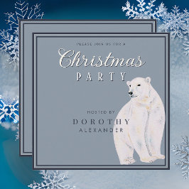 Convite Partido de Natais vintages de Urso Polar de Aquare
