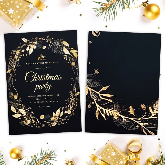 Convite Partido de Natal Corporativo Moderno Elegante (Elegant Modern Corporate Christmas Party Invitation)