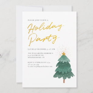 Convite Partido de Natal da Árvore de Script de Água Moder