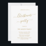 Convite Partido de Natal Dourado Moderno e Minimalista<br><div class="desc">Os Convites de festas de Natal Dourados e Brancos com Script de Caligrafia Moderna Chic são perfeitos para um evento de Natal simples. Apresenta um texto elegante do "Partido de Natal" num belo texto escrito à mão num guião de letras suavemente maiúsculas e minúsculas em ouro sobre fundo branco. Fácil...</div>