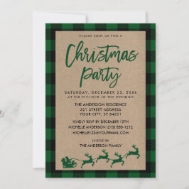 Convite Partido de Natal Kraft Green Tartan