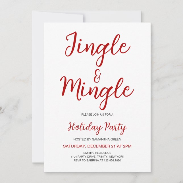 Convite Partido de Natal Minimalista Jingle e Mingle (Frente)