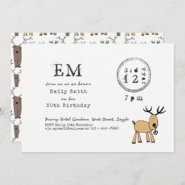 Convite Partido de Natal Quirky - Reindeer Doodle Typeset