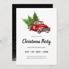 Convite Partido de Natal Russo Vintage Pine Tree Red Truck