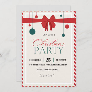 Convite Partido de Natal Verde Vermelho Moderno