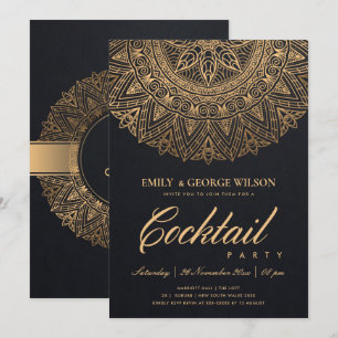 CONVITE PARTIDO DE ORNAMENTADO CLÁSSICO MANDALA COCKTAIL 