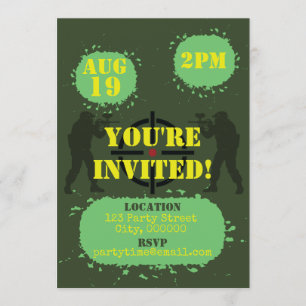 Convite Partido de Paintball Verde do Exército