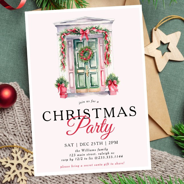 Convite Partido de Portas de Natal de Script Dourado Moder (Criador carregado)