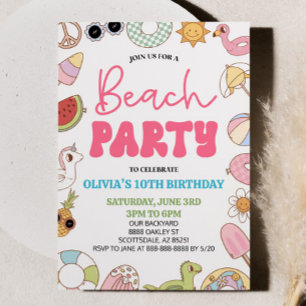 Convite Partido de Praia de Aniversário de Verão do Modern