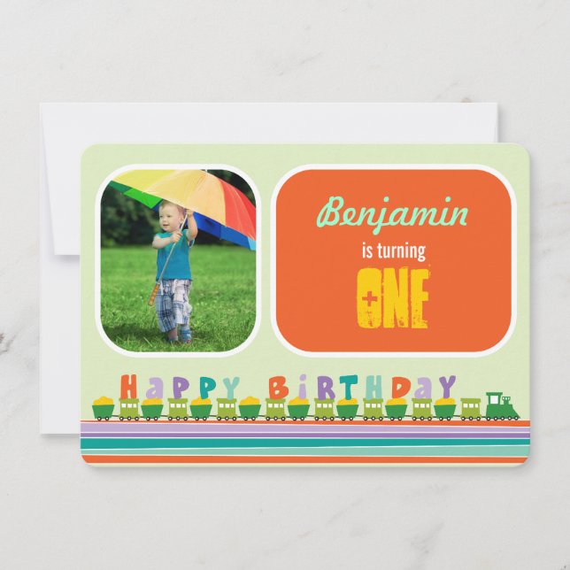 Convite Partido de primeiro aniversario do trem do feliz (Frente)