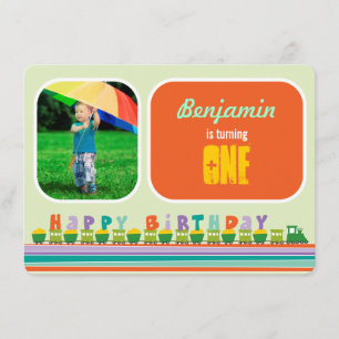 Convite Partido de primeiro aniversario do trem do feliz