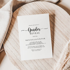 Convite Partido de Revelação de Gênero da Caligrafia Minim