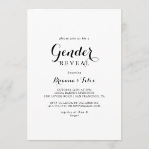 Convite Partido de Revelação do Gênero da Caligrafia Moder