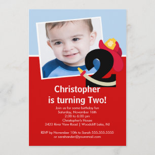 Convite Partido de segundo aniversário pequeno do menino