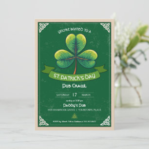 Convite Partido de St Patricks para Shamrock Retro