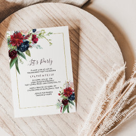 Convite Partido de Vamos Floral de Blush do Marinho Modern