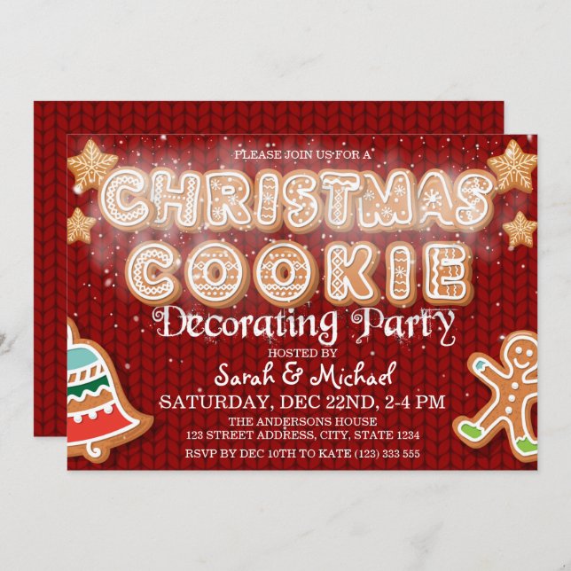 Convite Partido Decorador de Biscoito de Natal Moderno (Frente/Verso)
