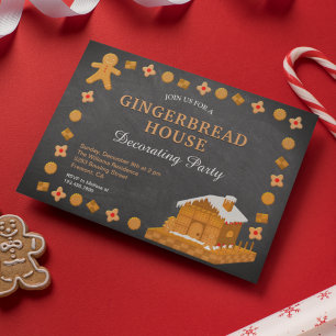 Convite Partido Decorcionador da Casa de Gingerbread Chalk
