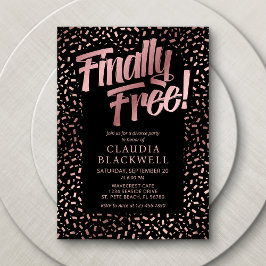 Convite Partido Divorciário Rosa Dourado Confetti