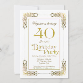 Convite Partido do aniversário de 40 anos de Lace Dourado