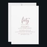 Convite Partido do aniversário de 40 anos de Script Dourad<br><div class="desc">Este convite de festas rosa de aniversário de 40 anos de guião rústico é perfeito para uma festa de aniversário country. O simples e moderno design de cor-de-rosa e branco-rosa, roxo-branco, apresenta uma letra de caligrafia manuscrita caprichosa única, com um estilo de boho minimalista contemporâneo. Personalizável em qualquer cor. Mantenha...</div>