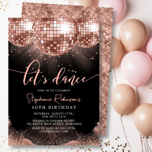Convite Partido do aniversário de 40 anos Dourado do Rosa