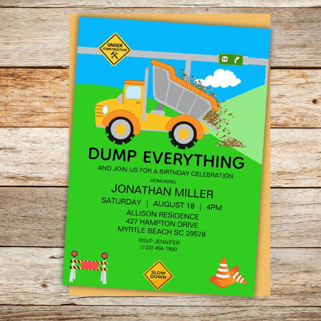 Convite Partido do Aniversário de criança de Caminhão de C (Criador carregado)