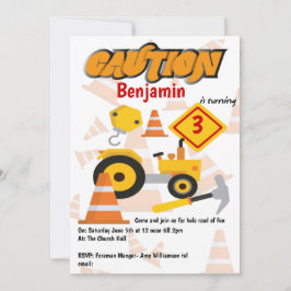 Convite Partido do Aniversário de criança de Construção