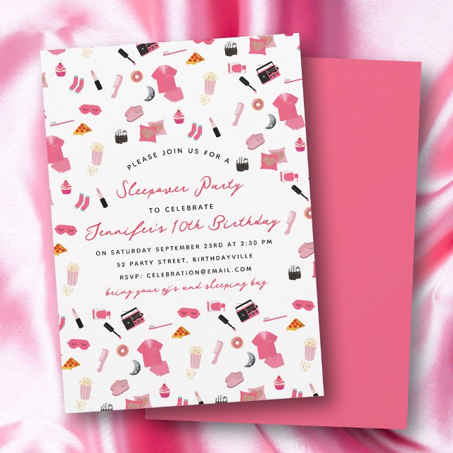 Convite Partido do Aniversário de criança de Sonolência do (Slumber Party Sleepover Kids Birthday Party Invitation)
