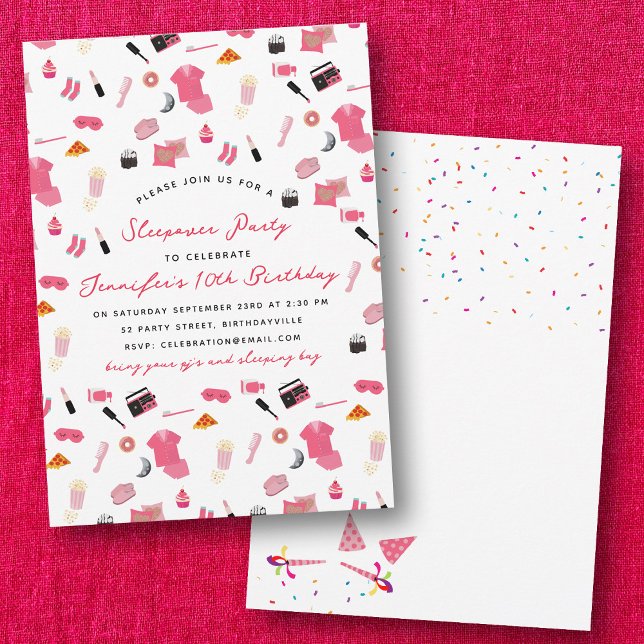 Convite Partido do Aniversário de criança de Sonolência do (Slumber Party Sleepover Kids Birthday Party Invitation)