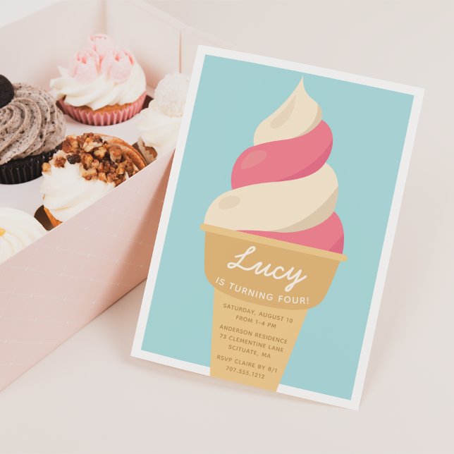 Convite Partido do Aniversário de criança do Sorvete do Mo (Criador carregado)