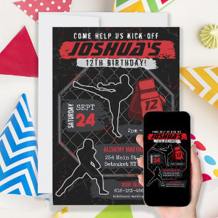 Convite Partido do Aniversário de criança MMA Karate Ninja