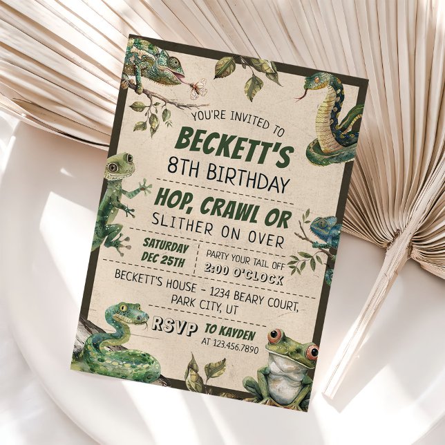 Convite Partido do Aniversário de criança Réptil (Criador carregado)