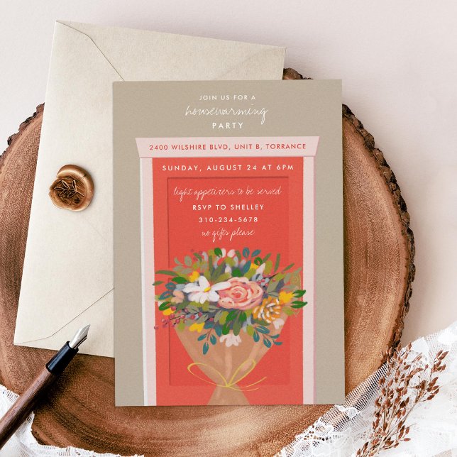 Convite Partido do Aquecimento Doméstico da Porta Vermelha (Criador carregado)