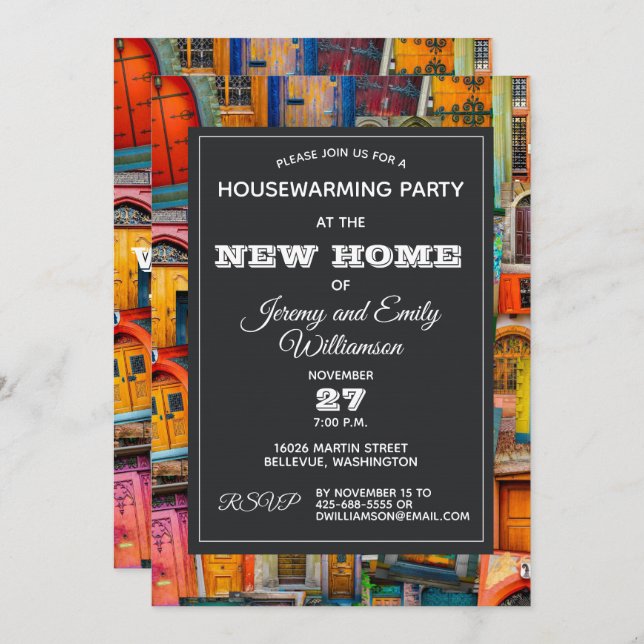 Convite Partido do Aquecimento Doméstico das Portas Antigu (Frente/Verso)