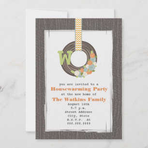 Convite Partido do Aquecimento Doméstico de Monograma Wre