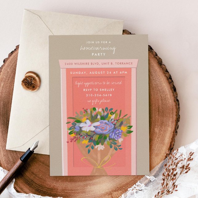 Convite Partido do Aquecimento Doméstico de Portas Rosa Il (Criador carregado)