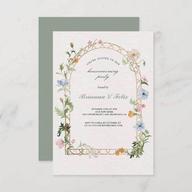 Convite Partido do Aquecimento Doméstico Verde Tropical do (Frente/Verso)