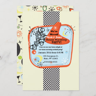 Convite Partido do Aquecimento Doméstico Vintage do Retro