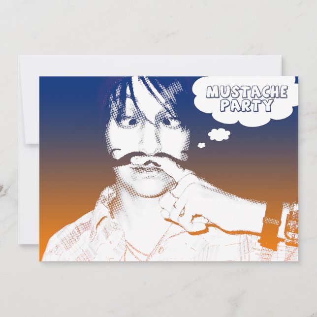 Convite partido do bigode: staches cómicos (Frente)