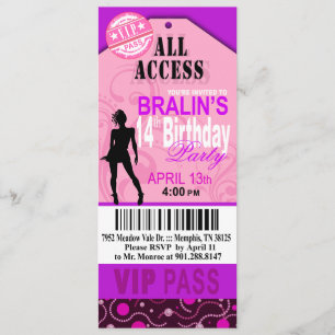 Convite Partido do bilhete do aniversário do VIP do roxo